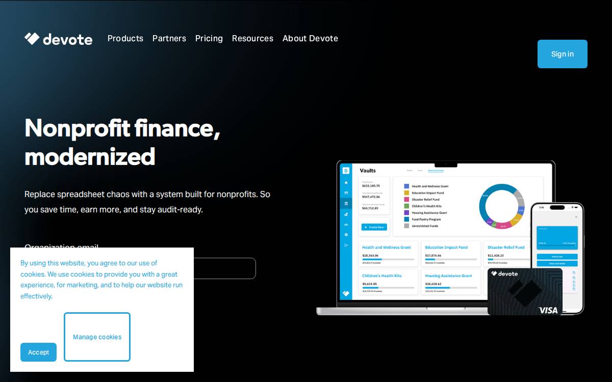 Devote website preview