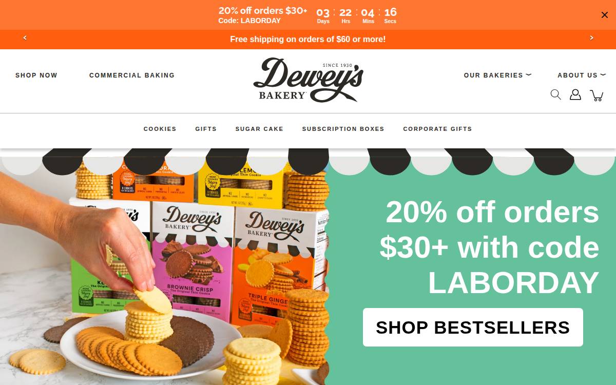 Dewey's Bakery website preview