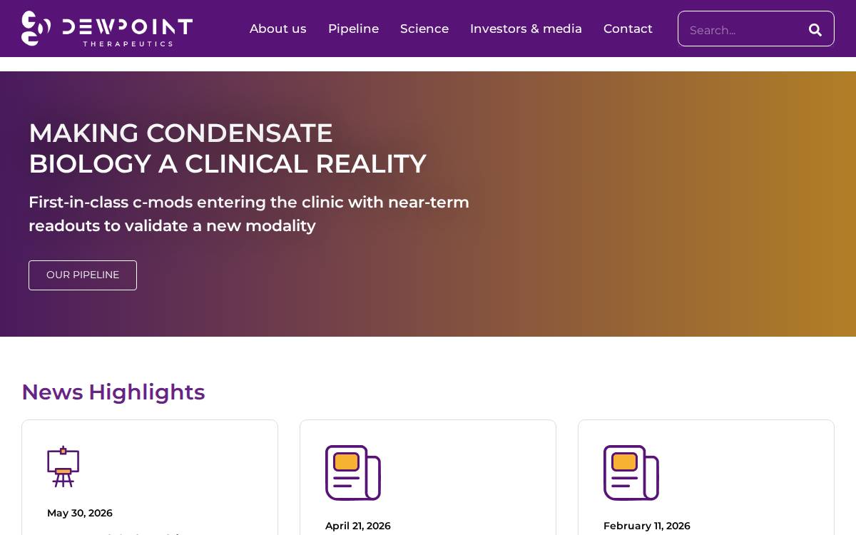 Dewpoint Therapeutics website preview