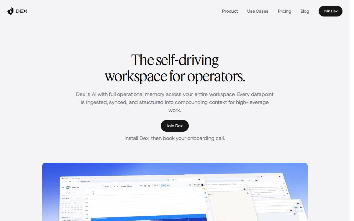 Dex website preview