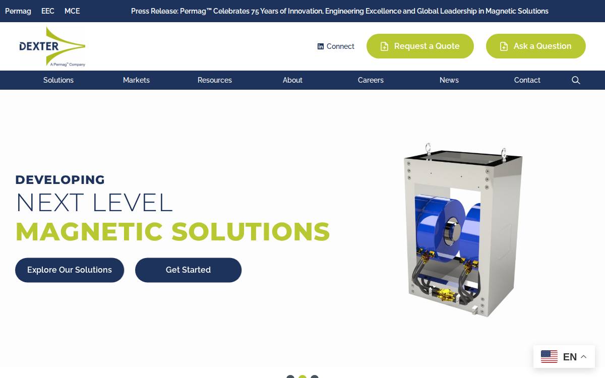 Dexter Magnetic Technologies website preview