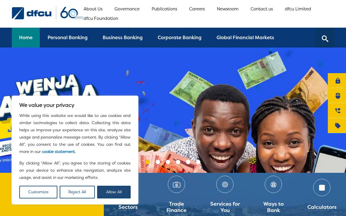 dfcu Bank website preview