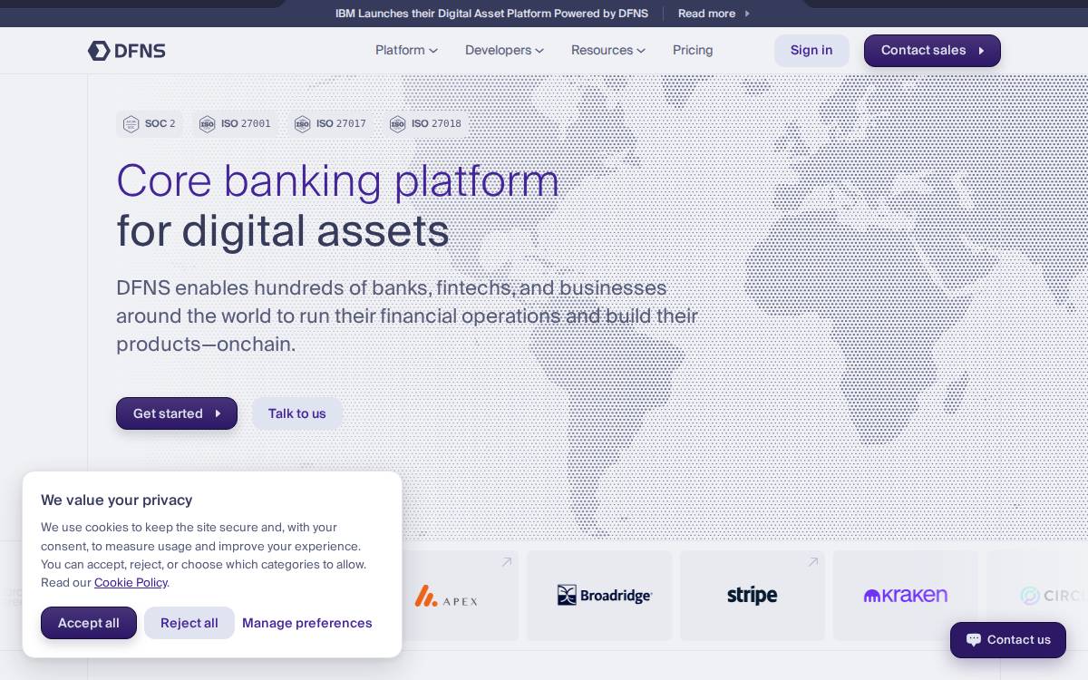 Dfns website preview