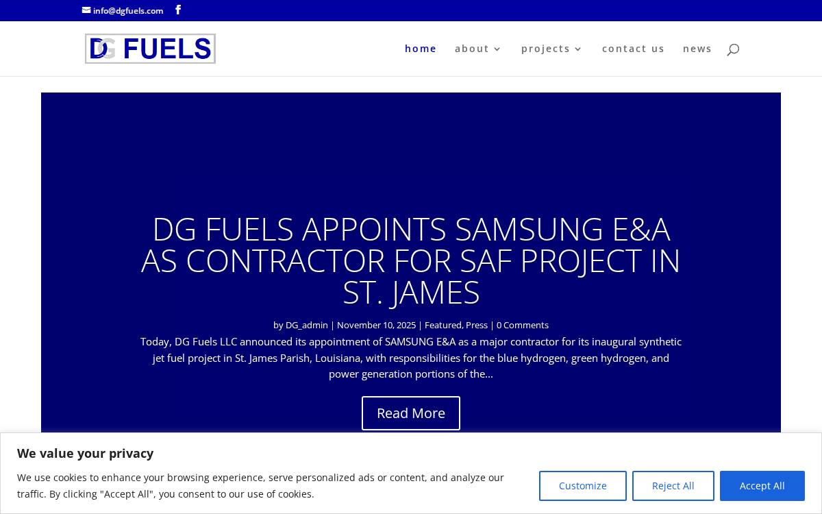DG Fuels website preview