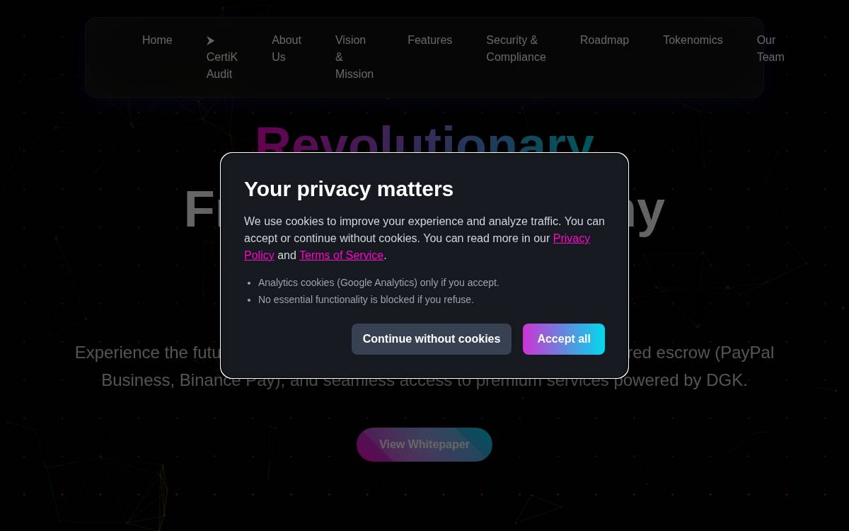 Dgktoken website preview