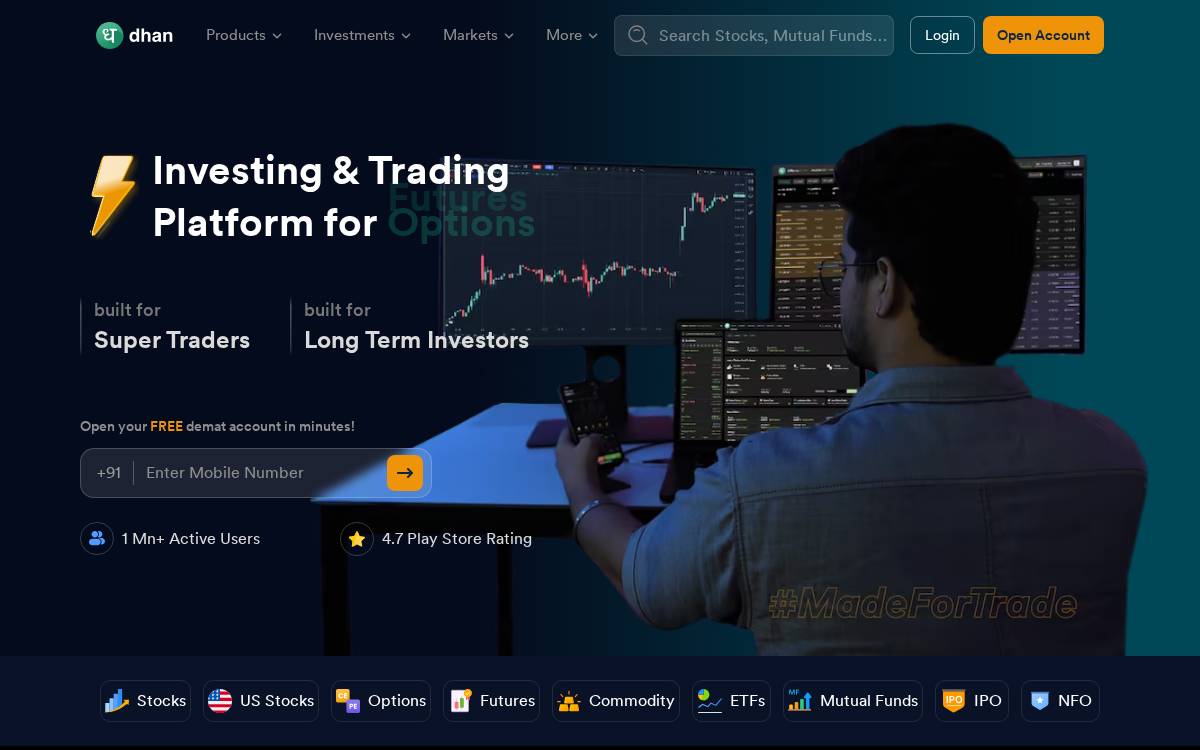 Dhan website preview