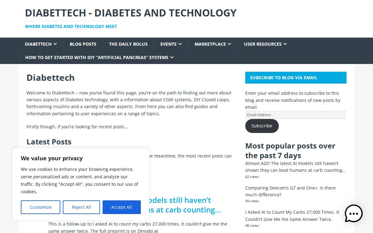 Diabettech website preview