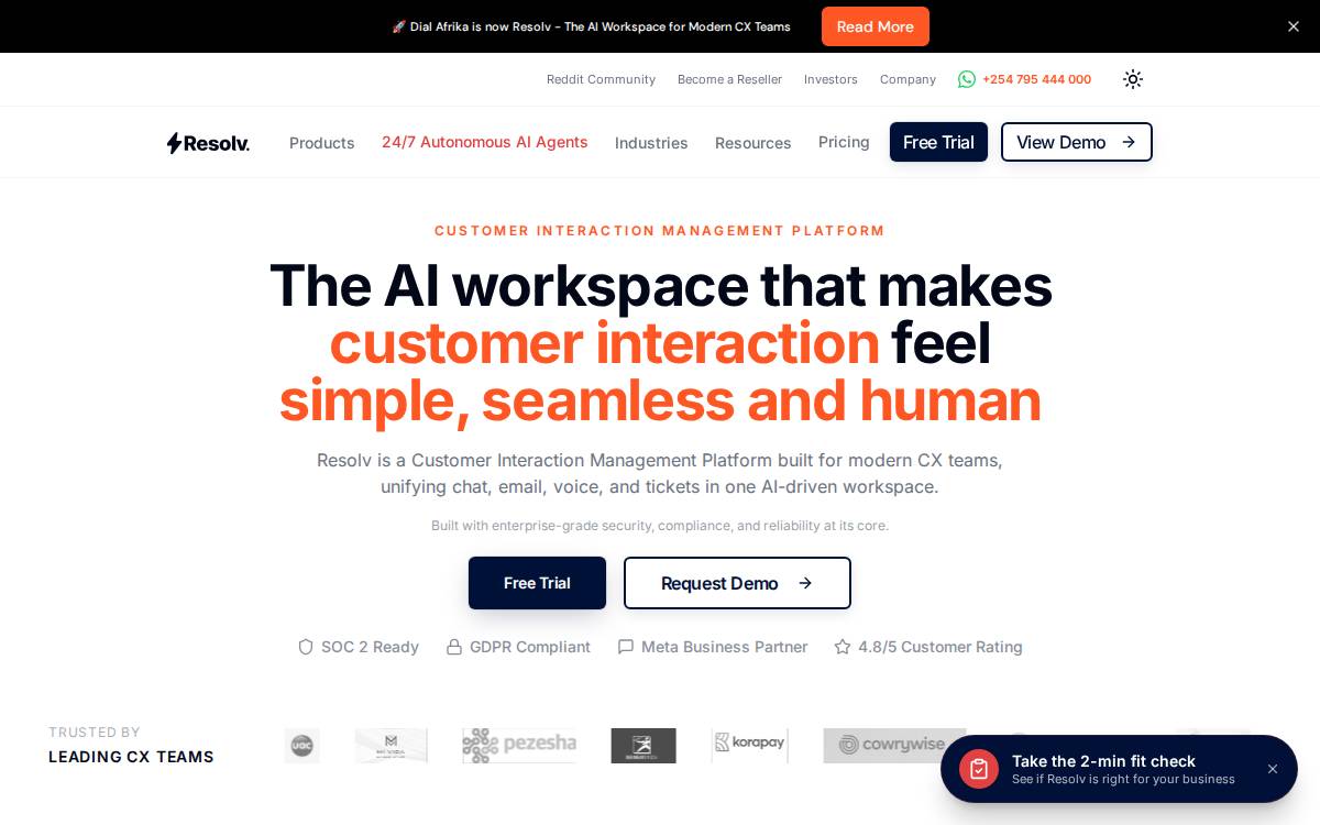 Dial Afrika website preview