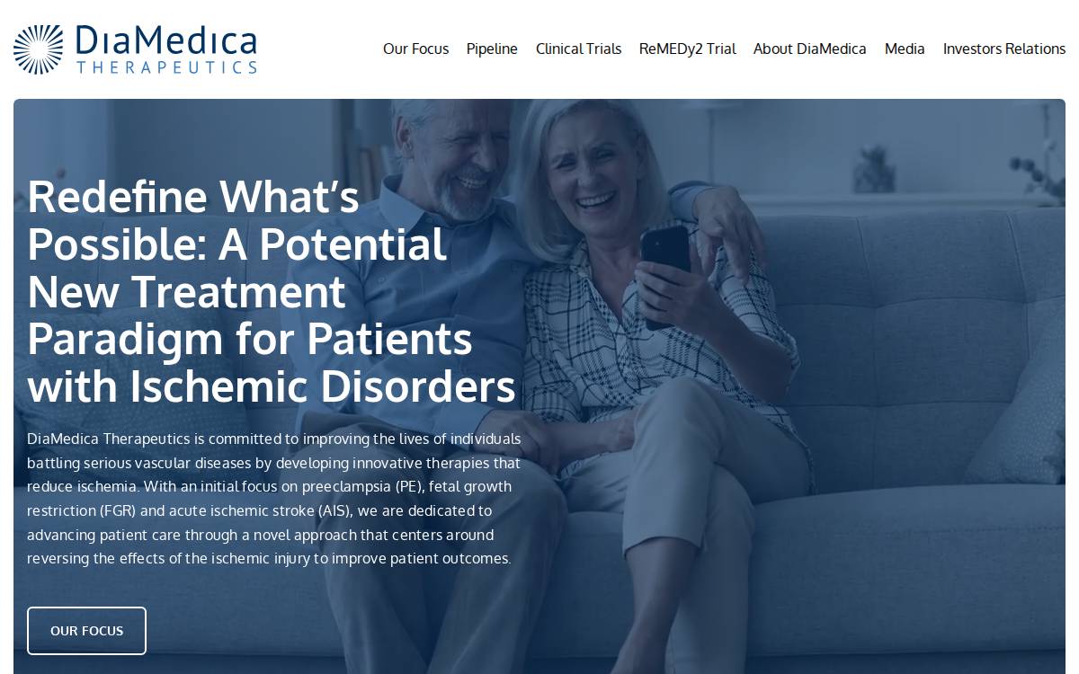 DiaMedica Therapeutics website preview
