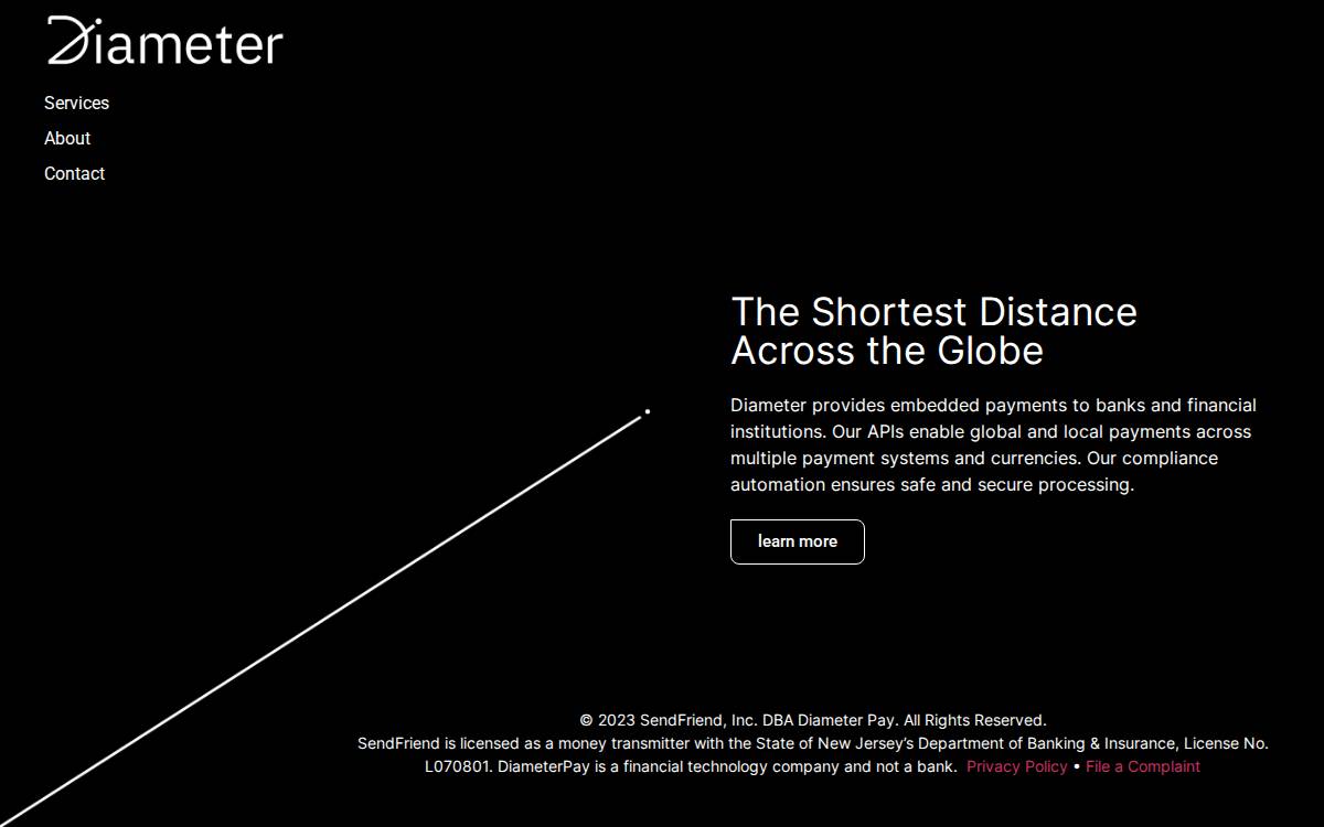 Diameter Pay website preview