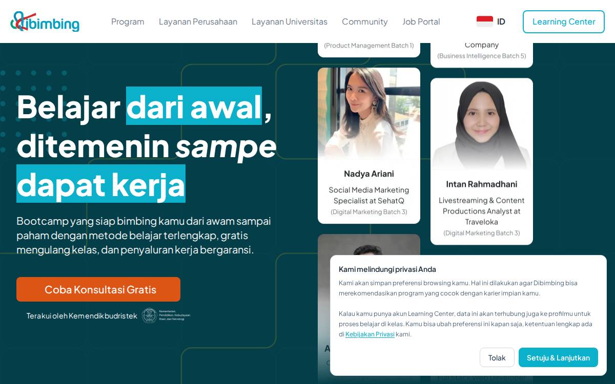 Dibimbing website preview