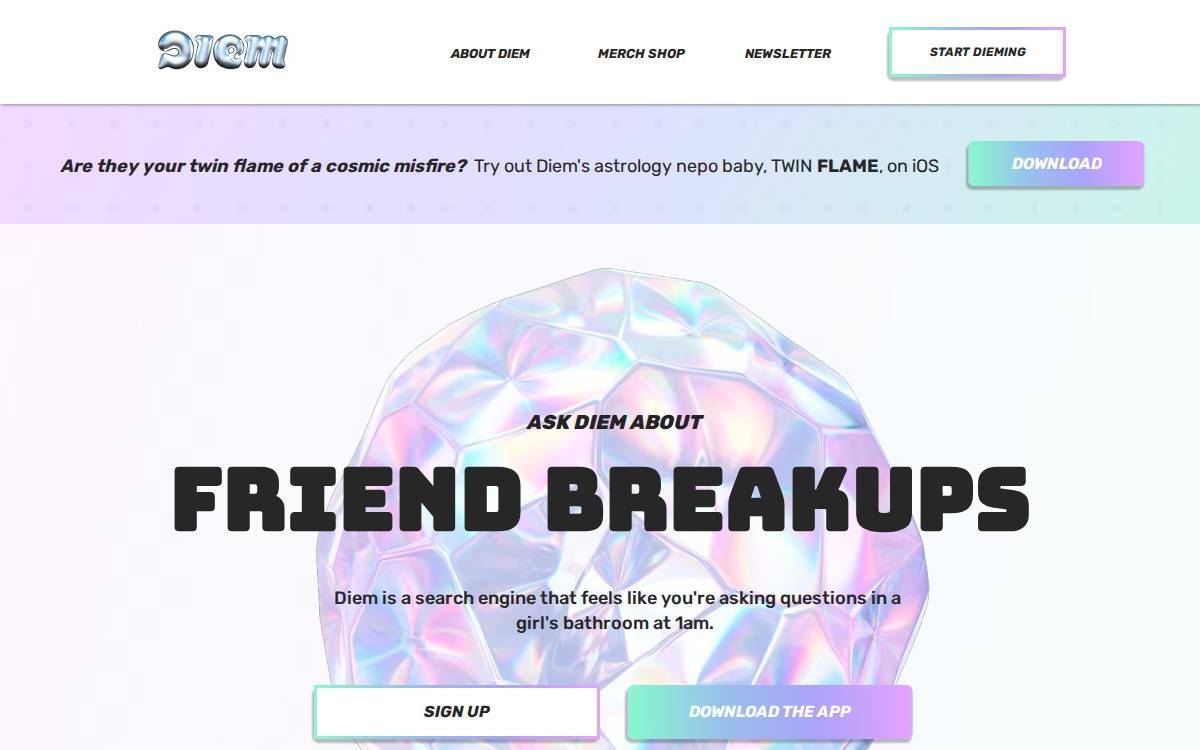 Diem website preview