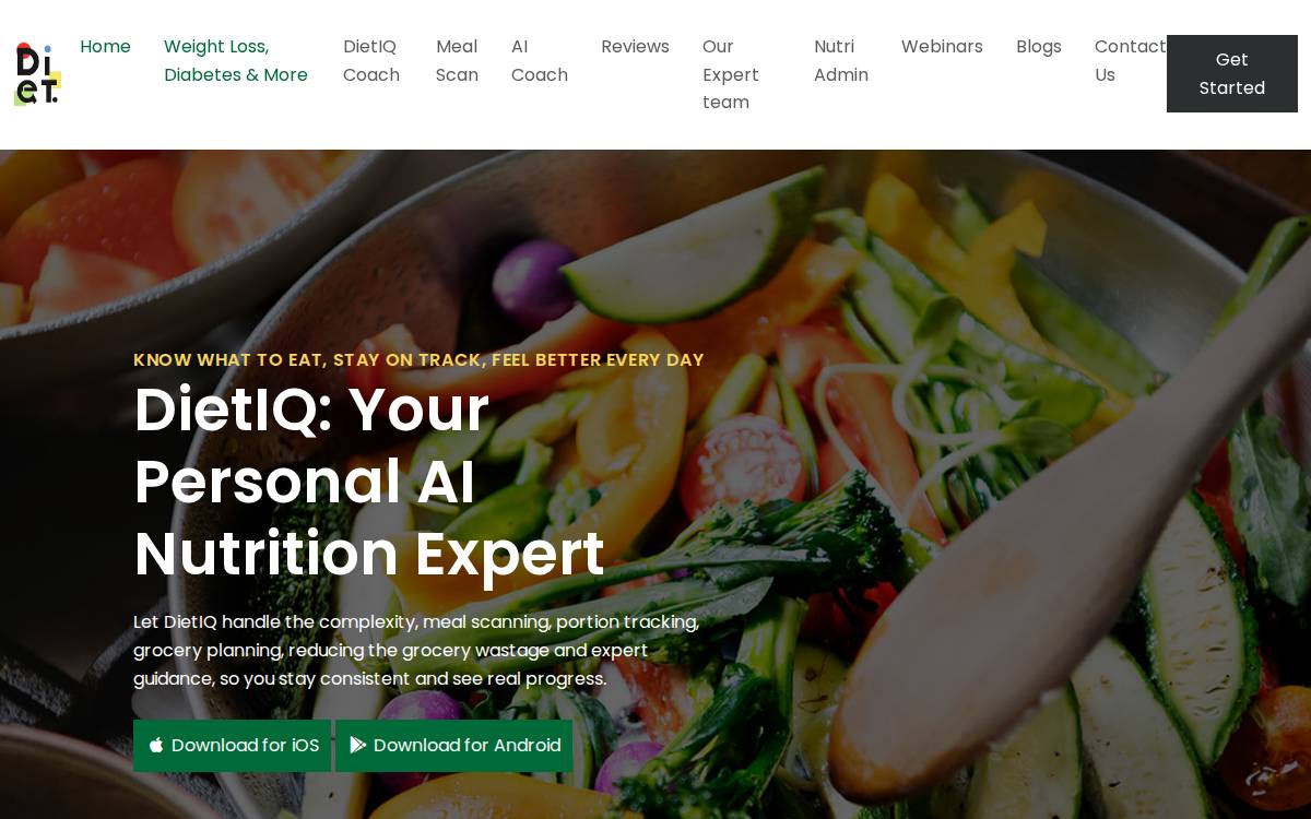 DietIQ Inc. Website website preview