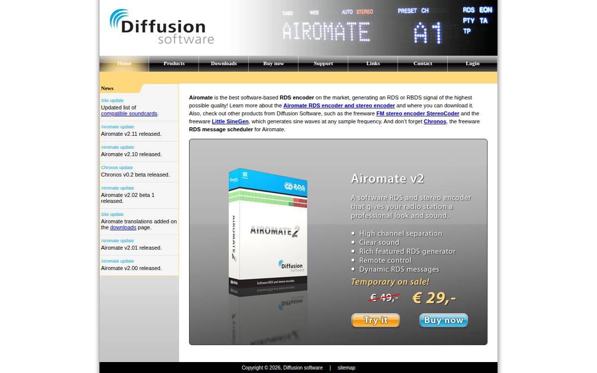 Diffusion Software website preview