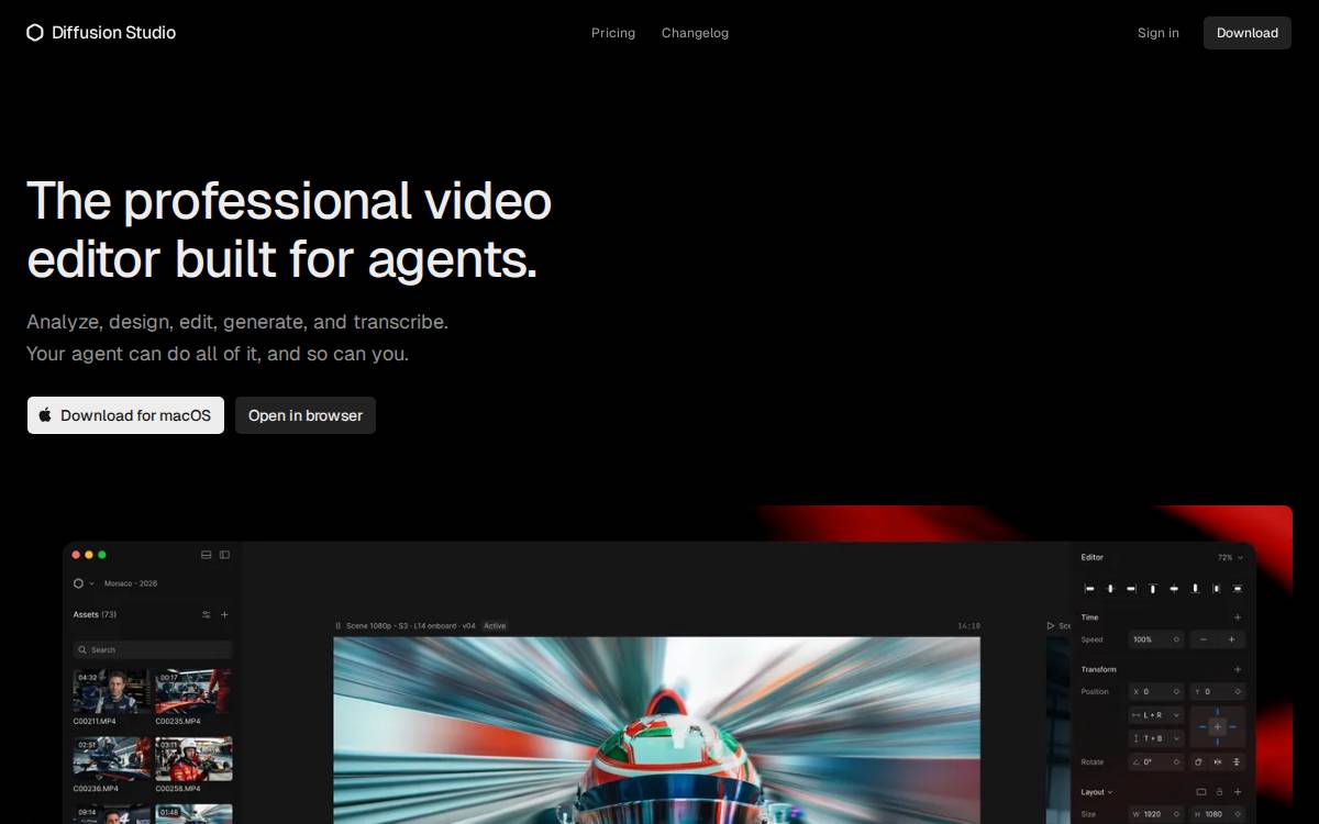 Diffusion Studio website preview