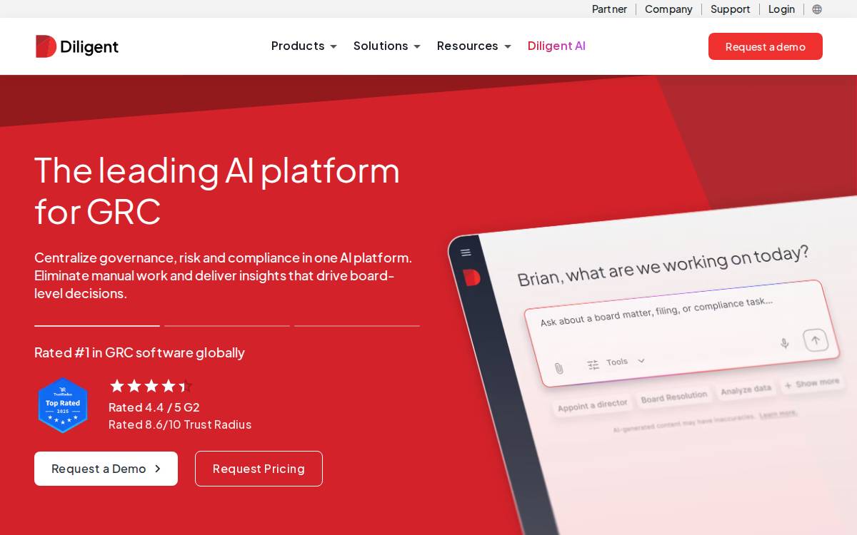 Diligent website preview
