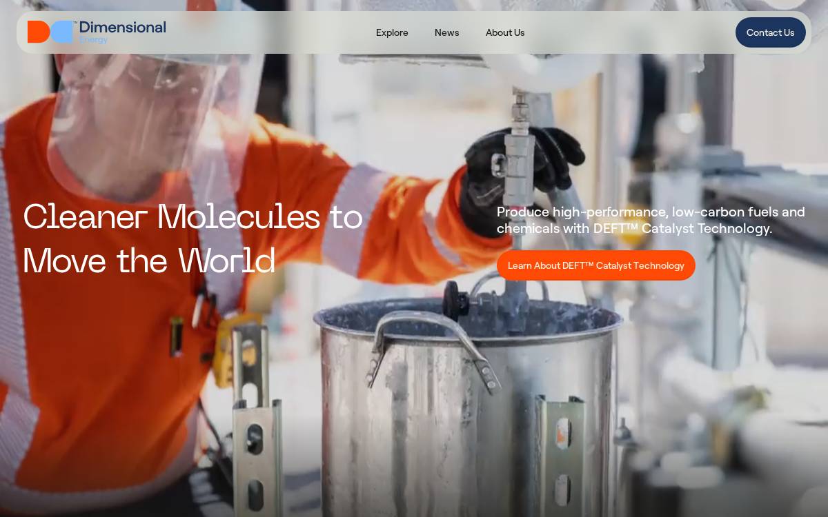 Dimensional Energy website preview
