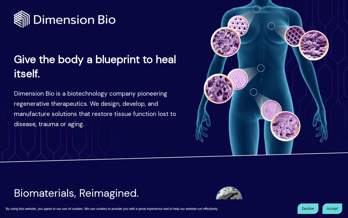 Dimension Inx website preview