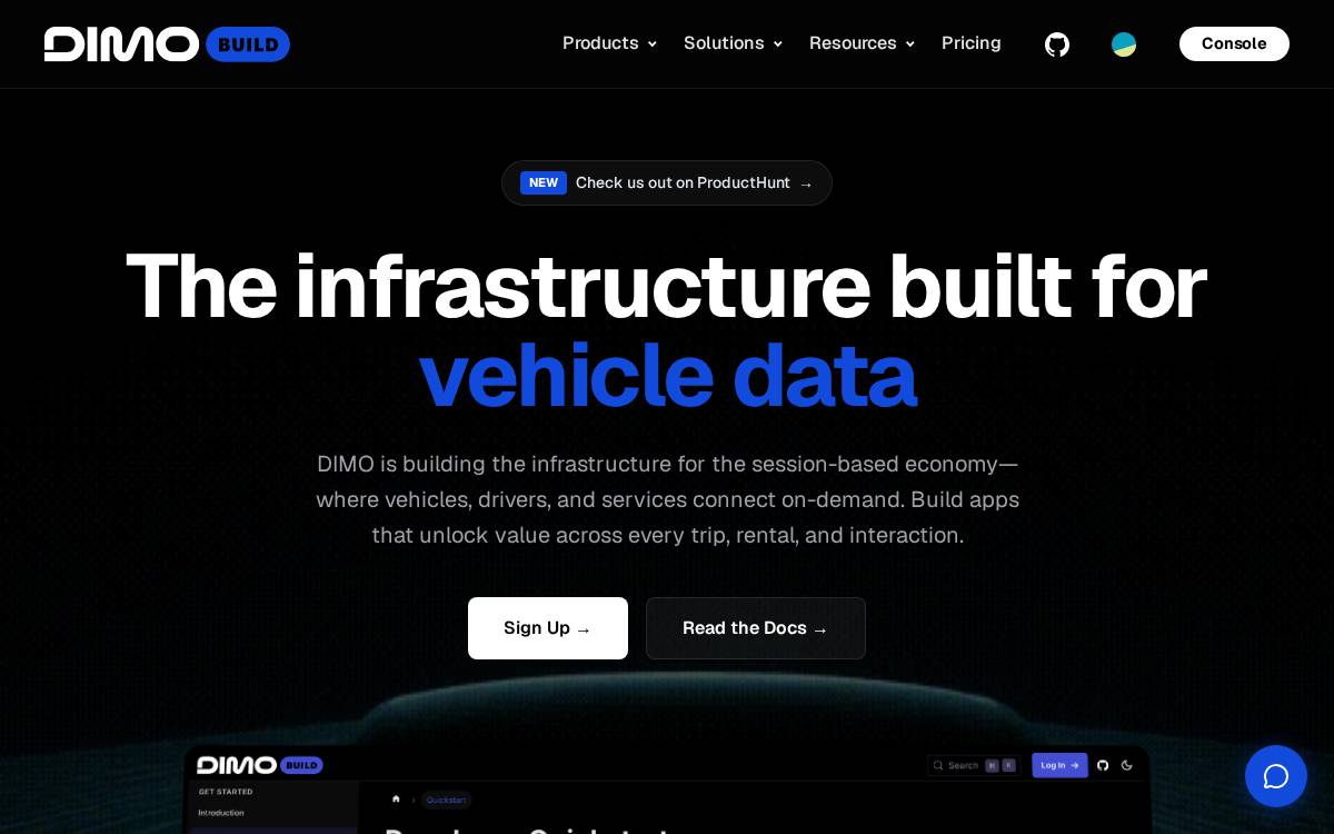 DIMO website preview