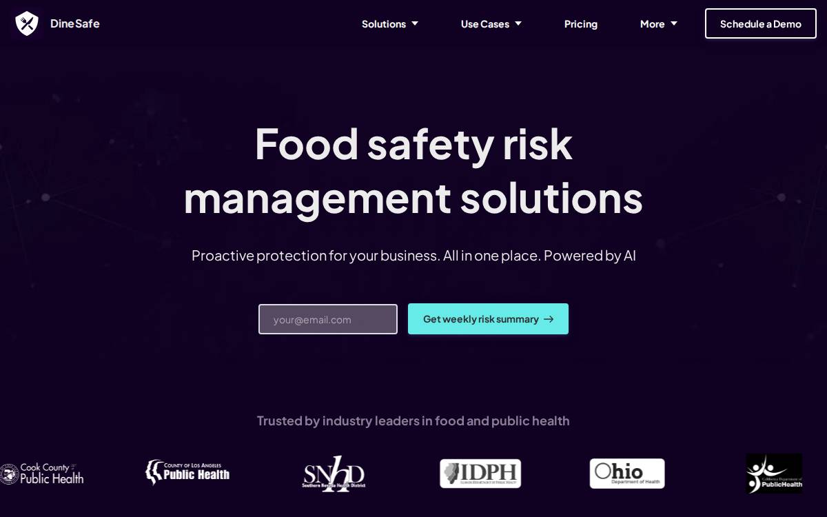 Dinesafe website preview