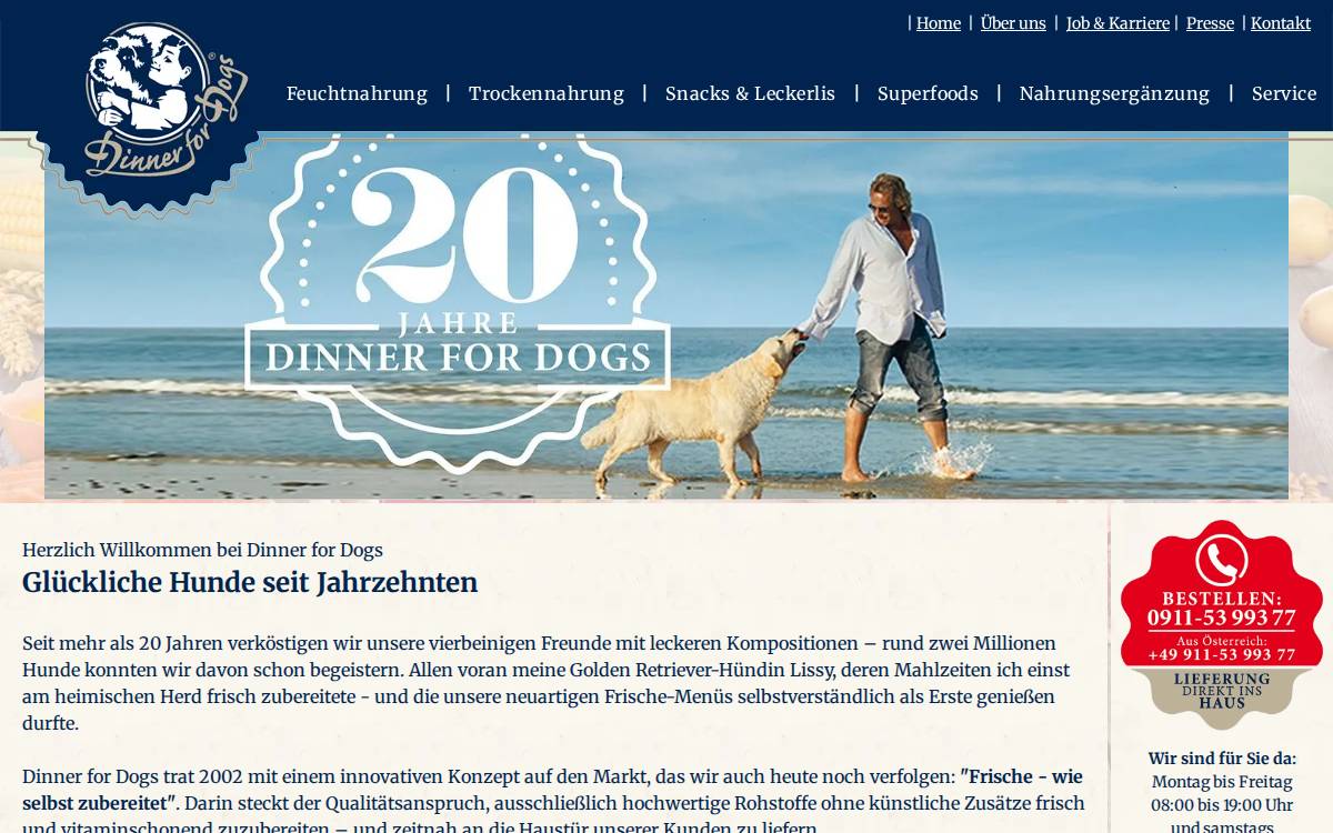 Dinner for dogs website preview