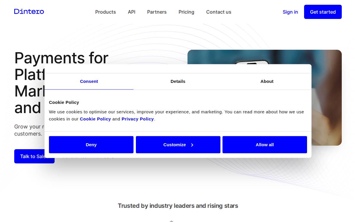 Dintero website preview
