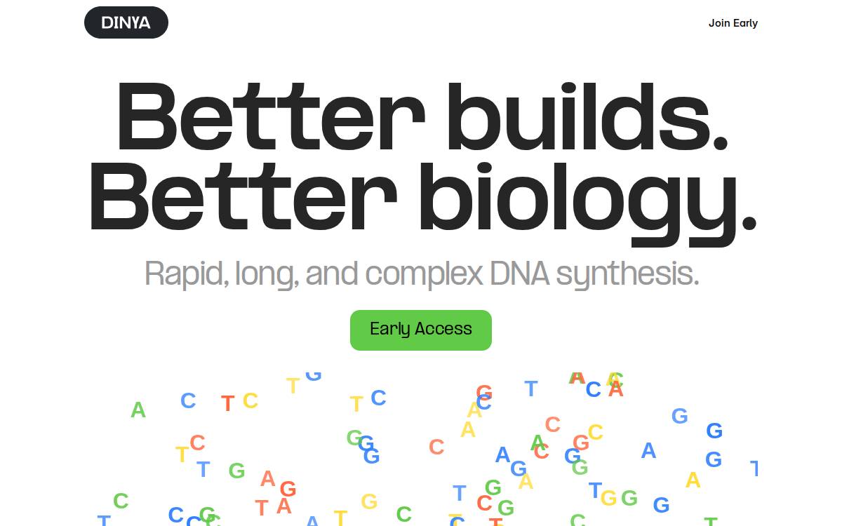 DINYA DNA Exponential DNA Synthesis website preview