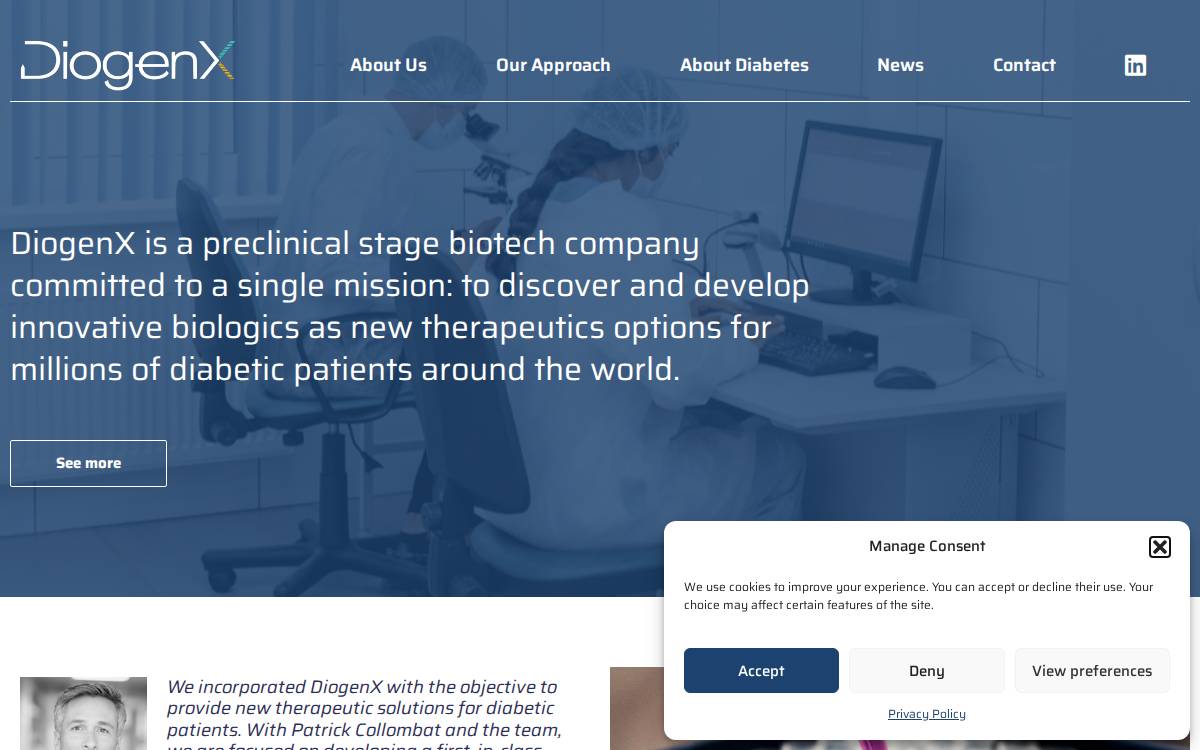 DiogenX’s website website preview