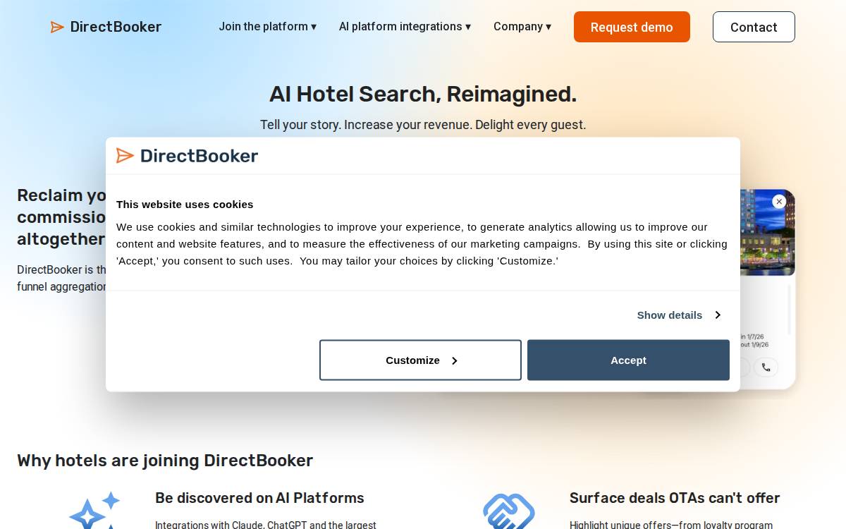 Directbooker website preview