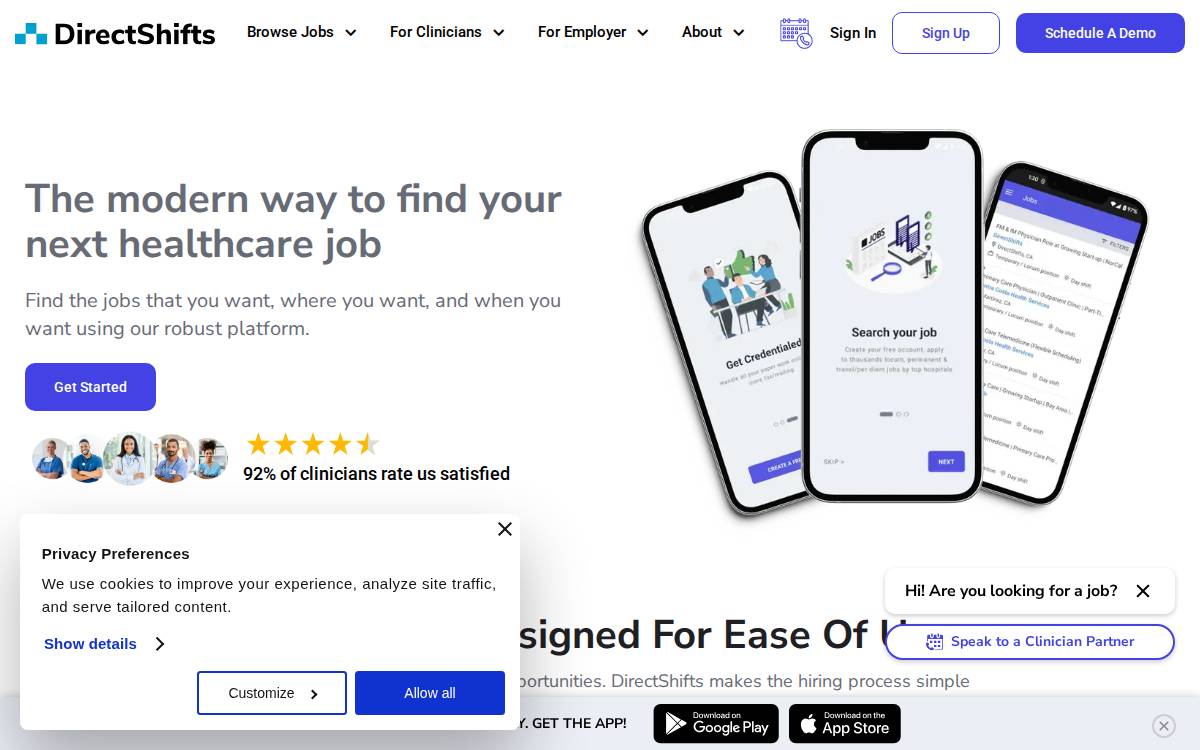 DirectShifts website preview