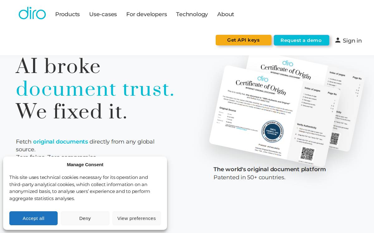Diro website preview