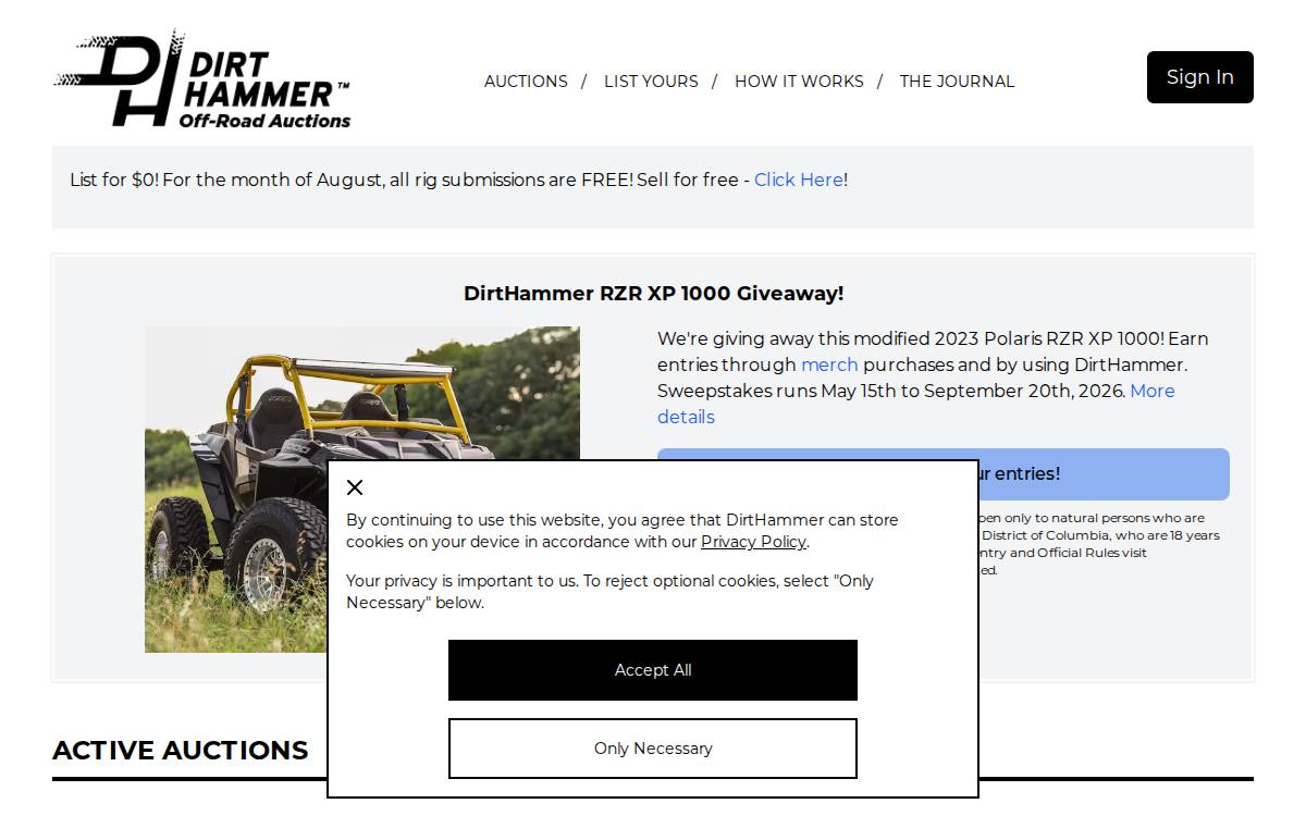 DirtHammer website preview