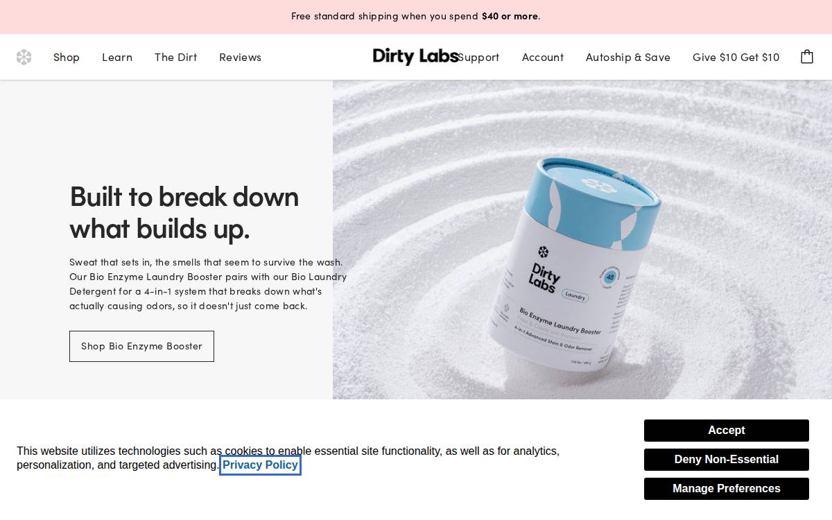 Dirty Labs website preview