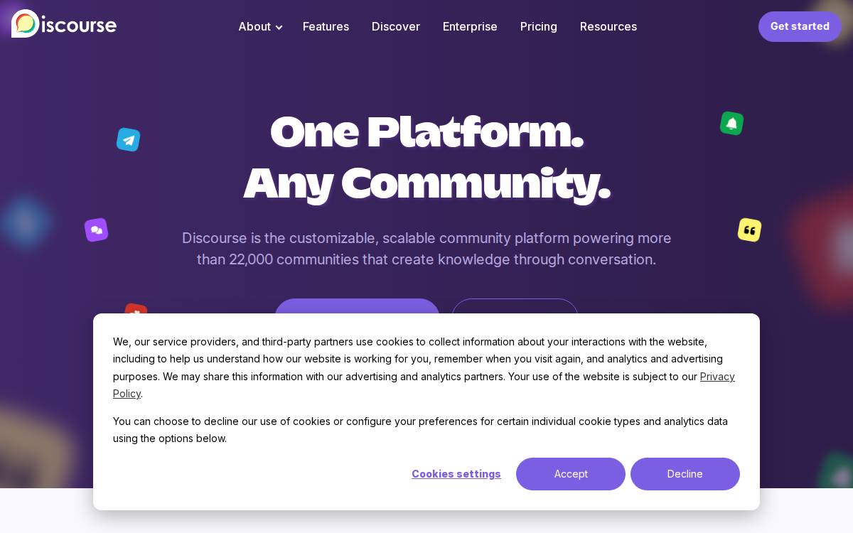Discourse website preview
