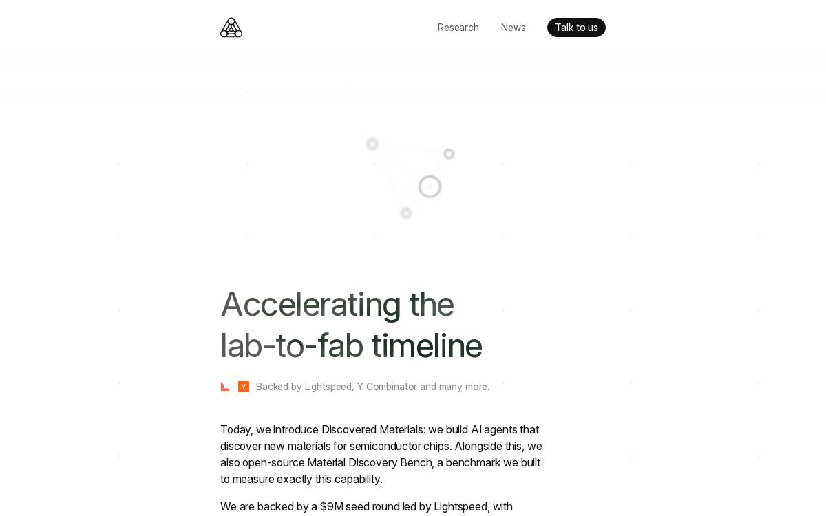 Discovered Materials website preview