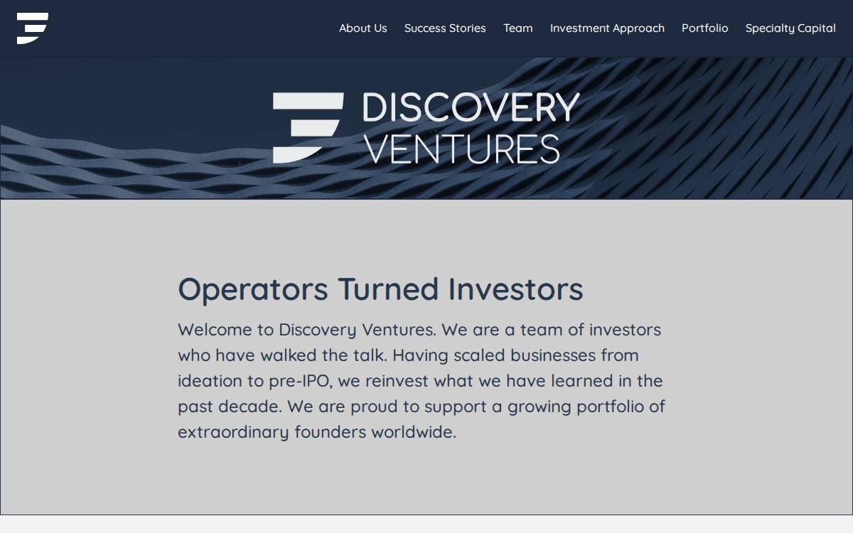 Discovery Ventures website preview