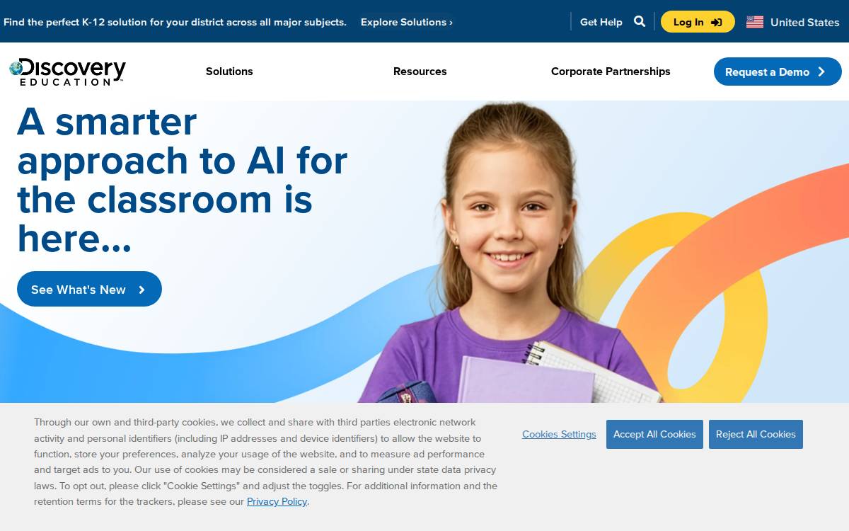 Discovery Education website preview