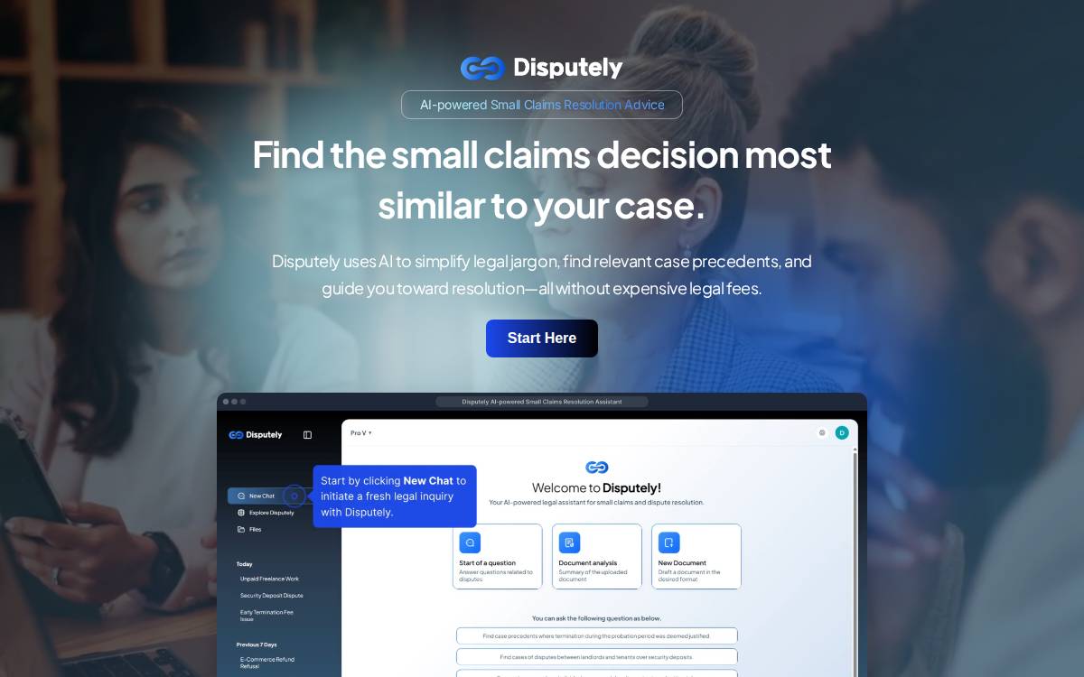 Disputely AI website preview