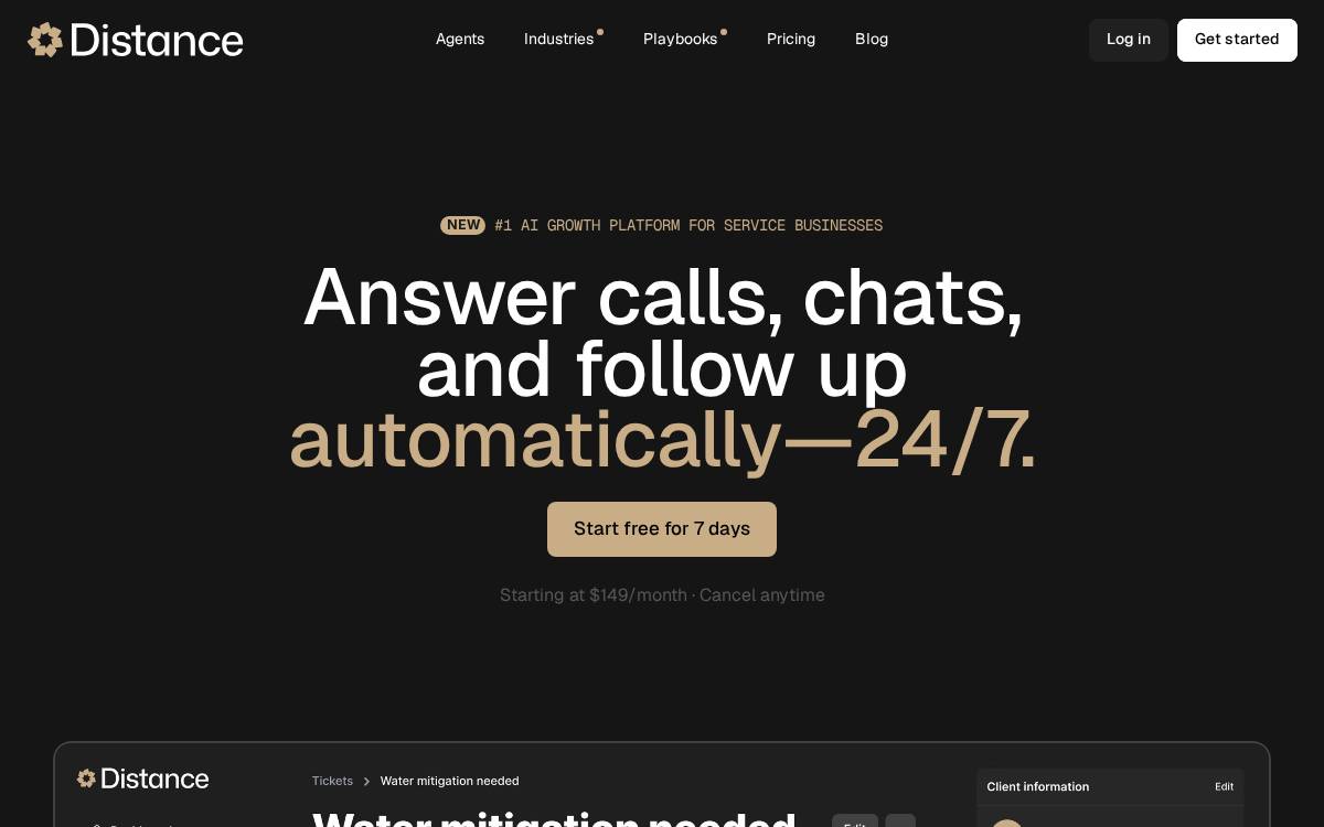 Distance website preview
