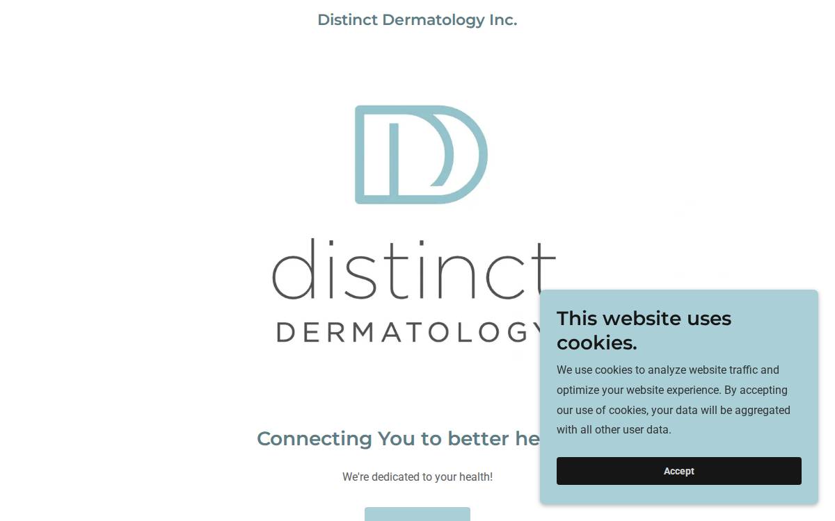 Distinct Dermatology website preview