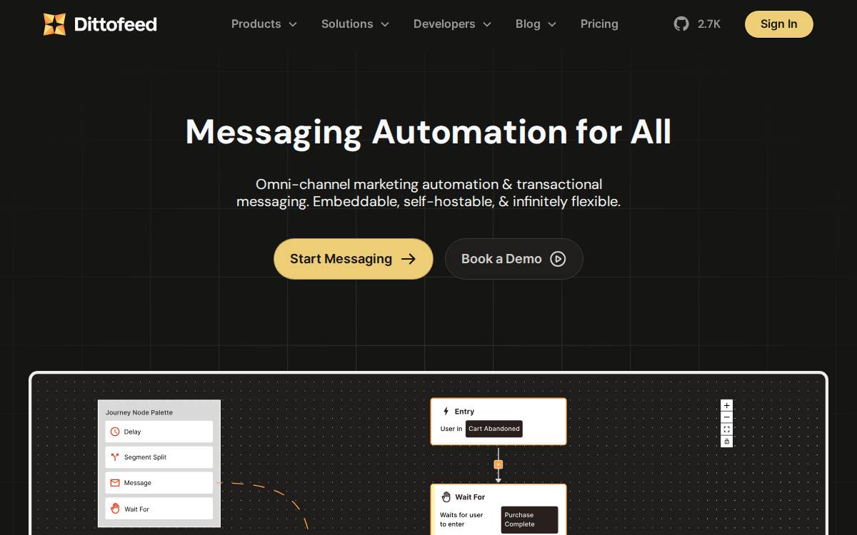 Dittofeed website preview