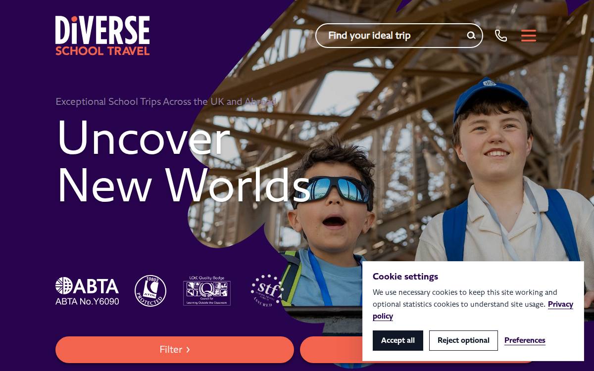 Diverse School Travel Seed website preview