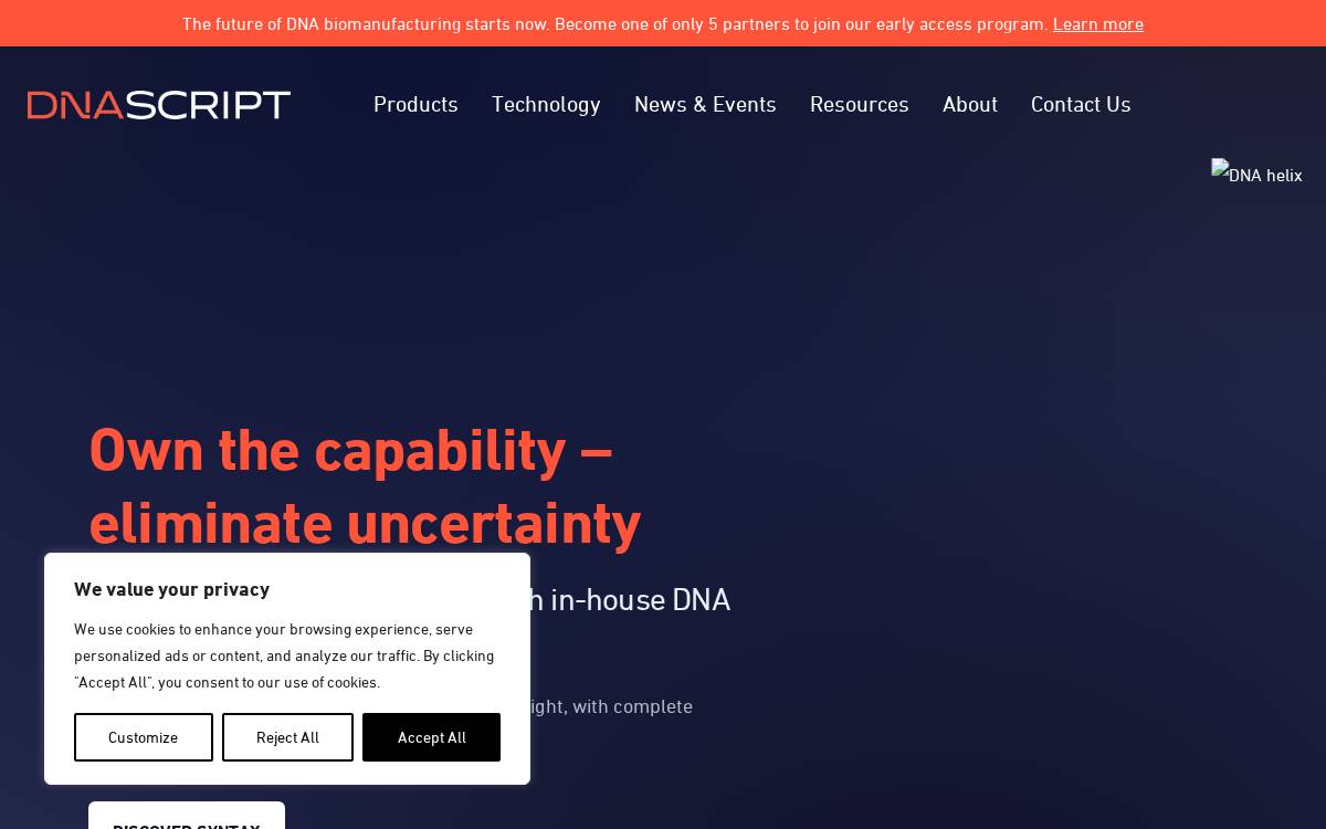 Dnascript website preview