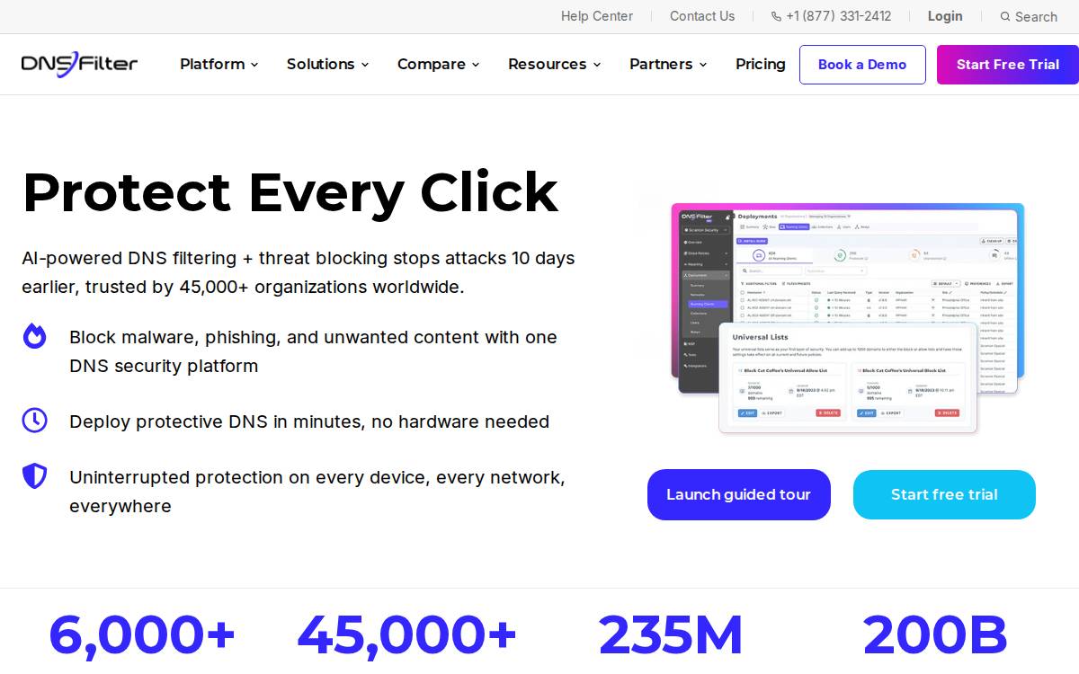 DNSFilter website preview