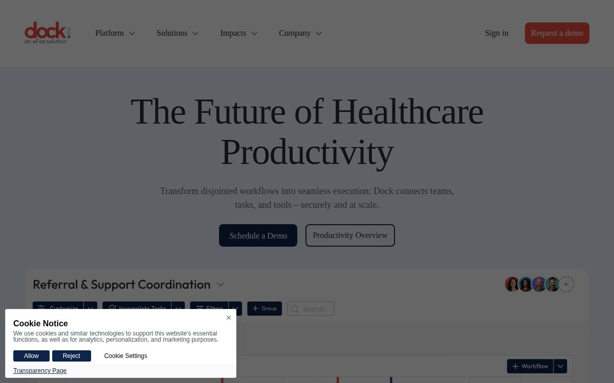 Dock Health website preview