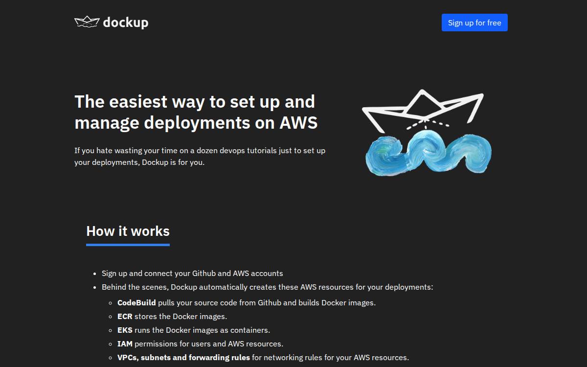 Dockup website preview