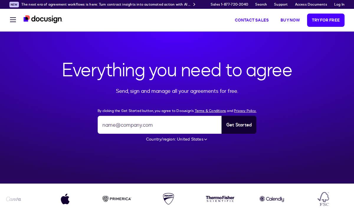 DocuSign website preview