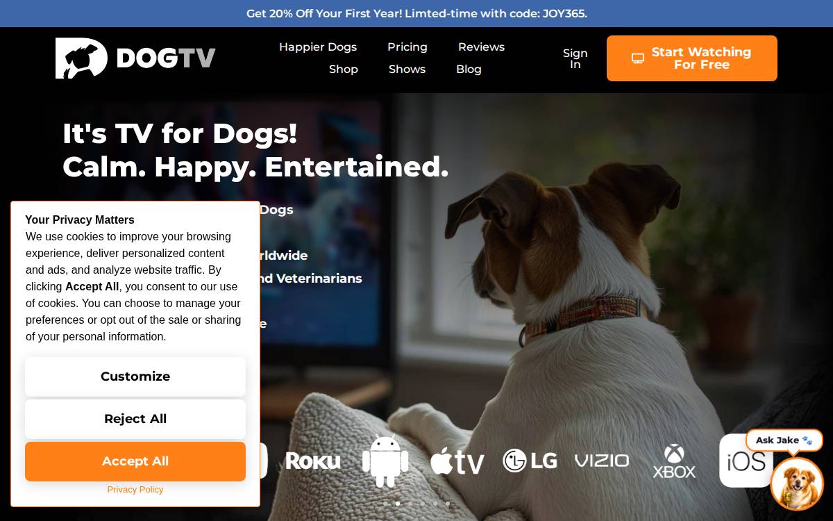 DOGTV website preview