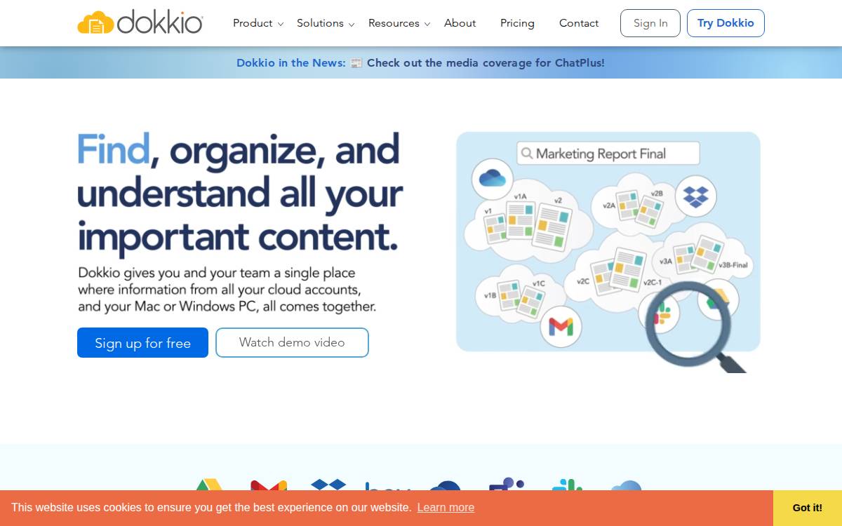 Dokkio website preview
