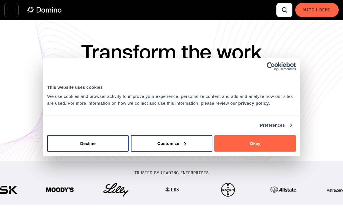 Domino Data Lab website preview